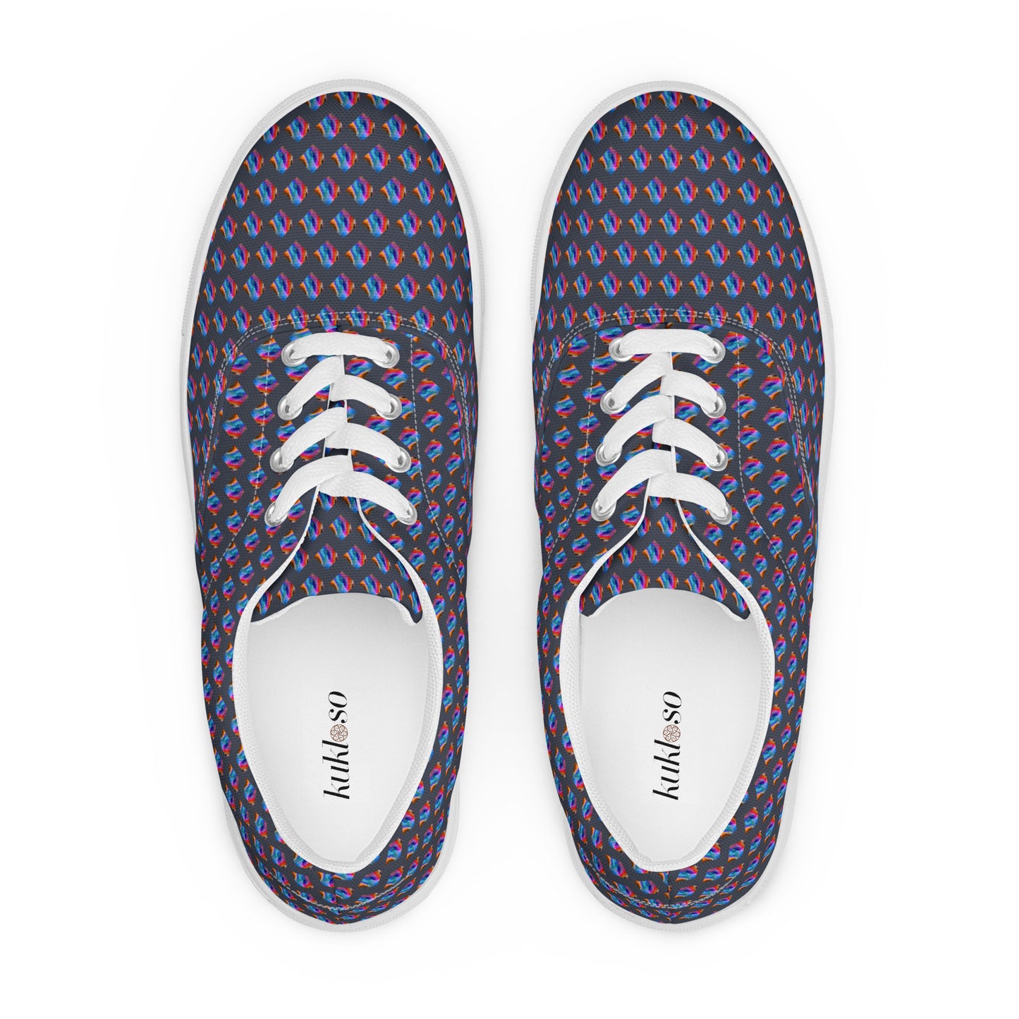 Women’s lace-up canvas shoes Kukloso Abstract No 4 Navy - Free Shipping