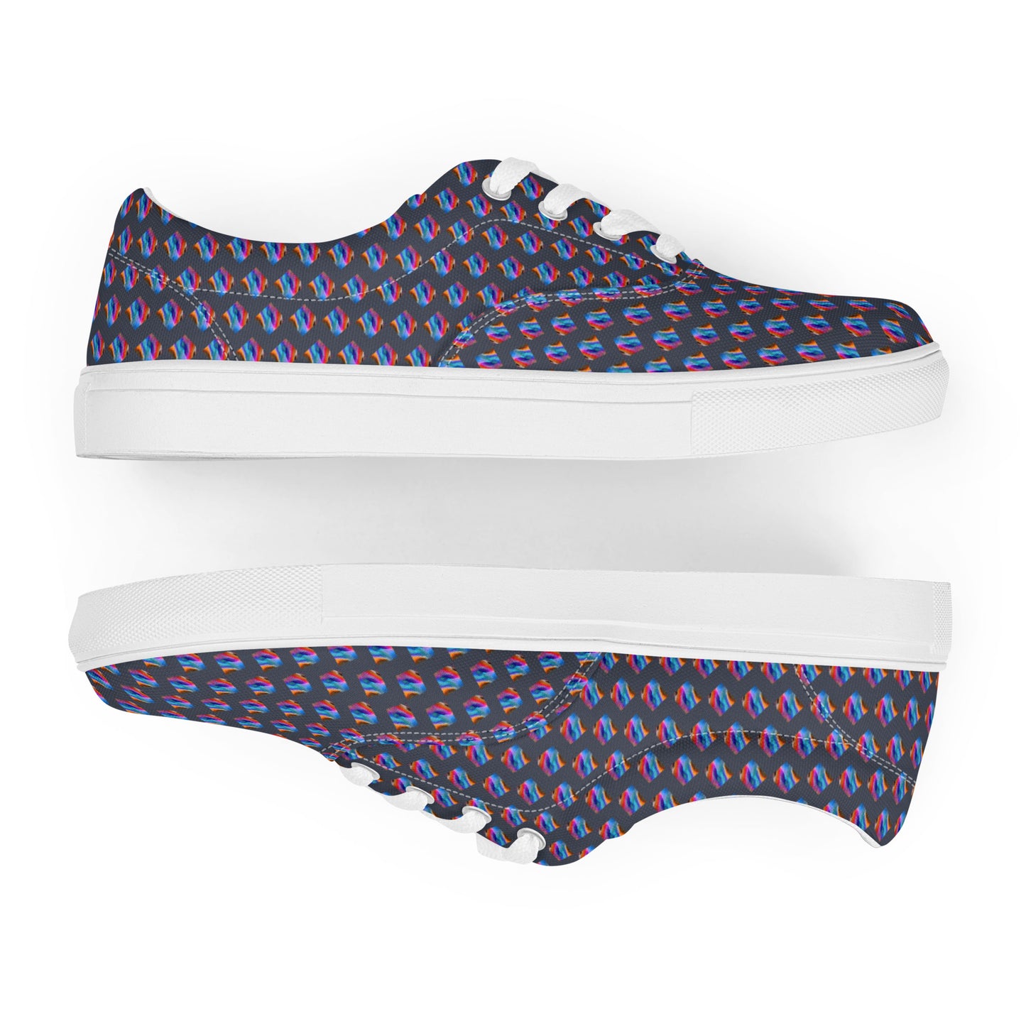 Women’s lace-up canvas shoes Kukloso Abstract No 4 Navy - Free Shipping