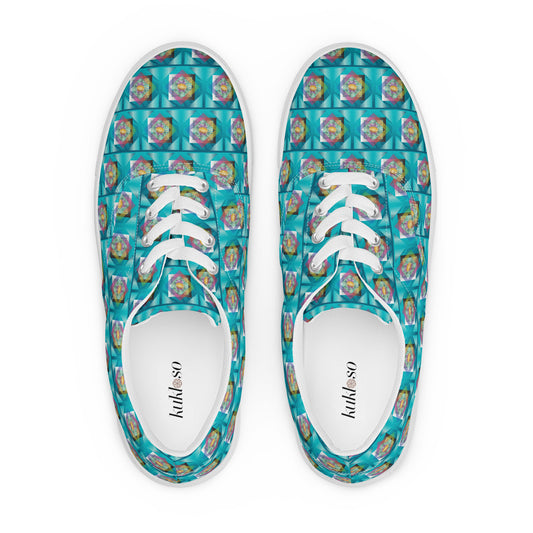 Women’s lace-up canvas shoes Kukloso Whimsical No 19 Aqua - Free Shipping