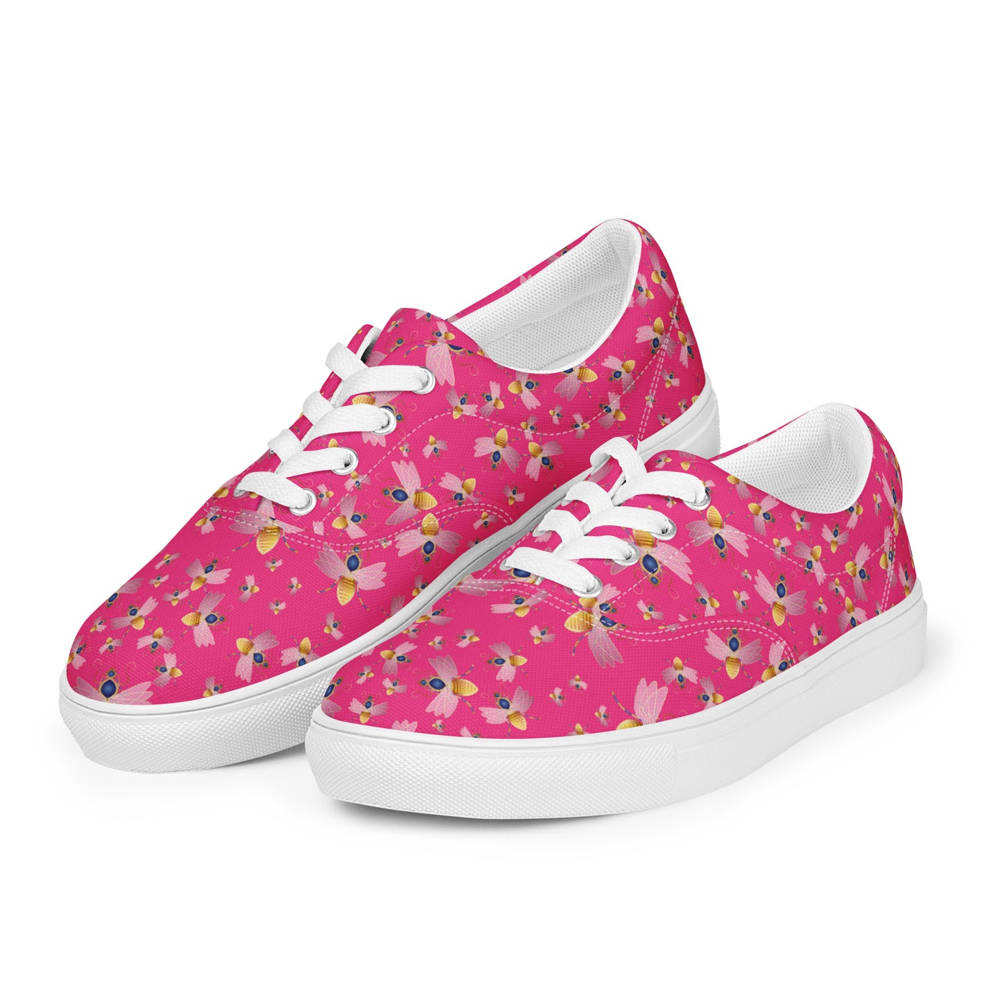 Women’s lace-up canvas shoes Kukloso Queen bee No 45 on Dark Pink - Free Shipping