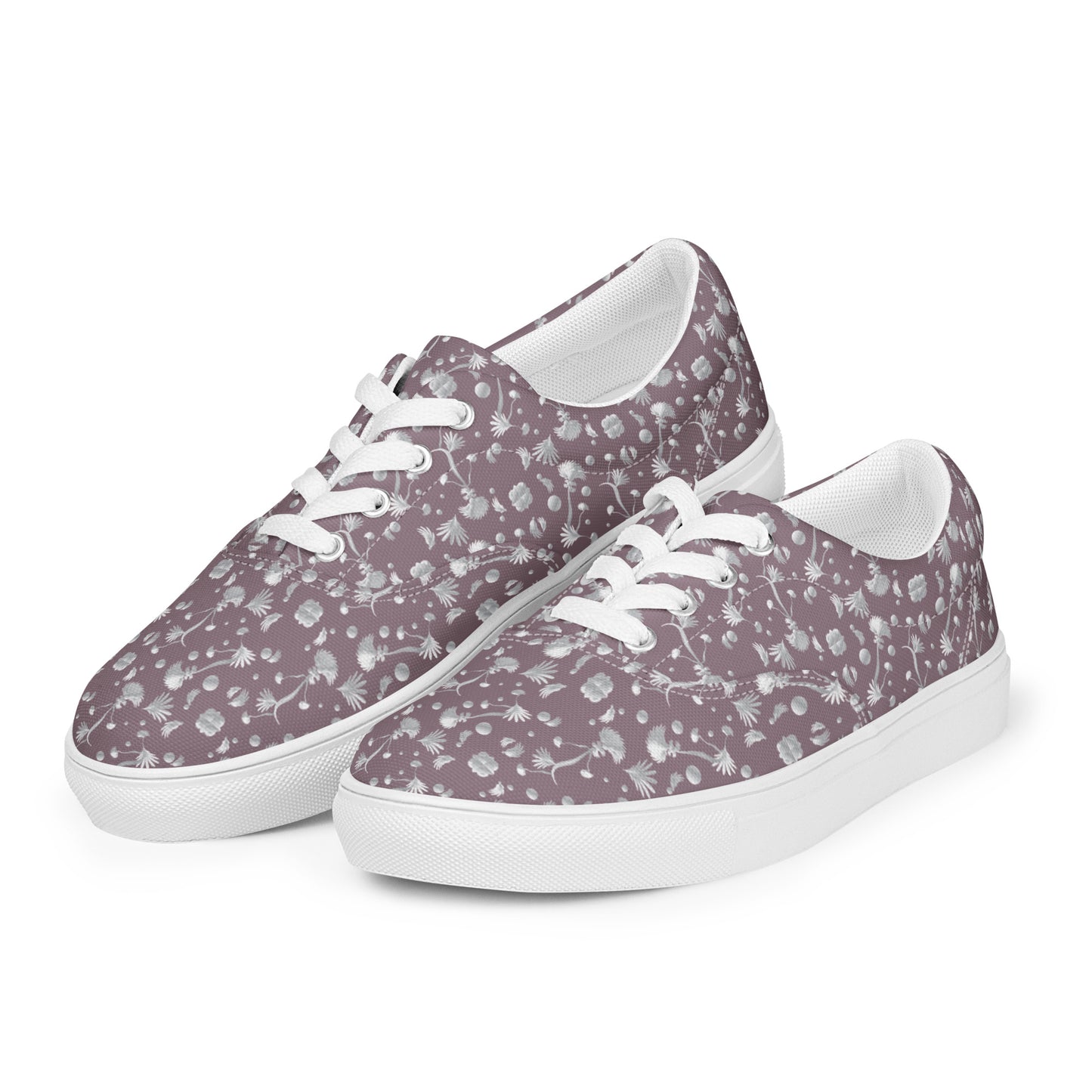 Women’s lace-up canvas shoes Kukloso Melange de fleur No 22 Silver on Cocoa - Free Shipping