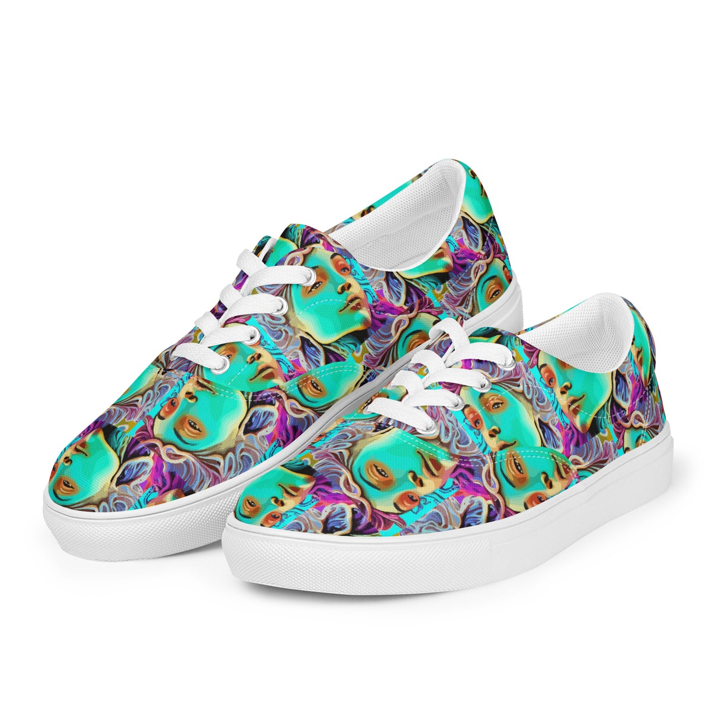 Women’s lace-up canvas shoes Kukloso Cubist Faces No 4 - Free Shipping