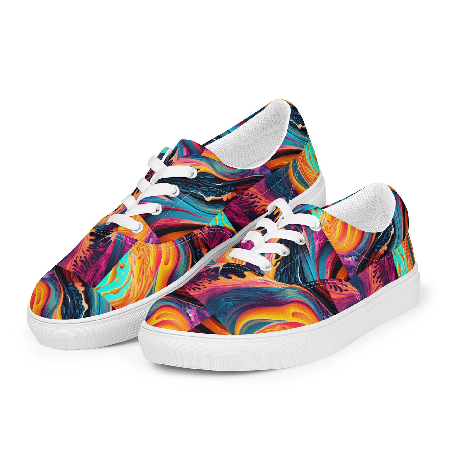 Women’s lace-up canvas shoes Kukloso Abstract No 1 Multicolored - Free Shipping