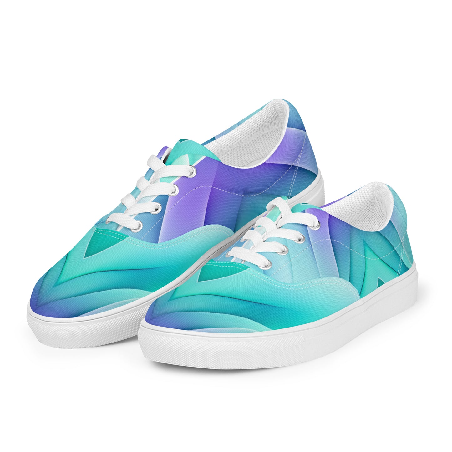 Women’s lace-up canvas shoes Kukloso Abstract No 3 Aqua/Violet - Free Shipping