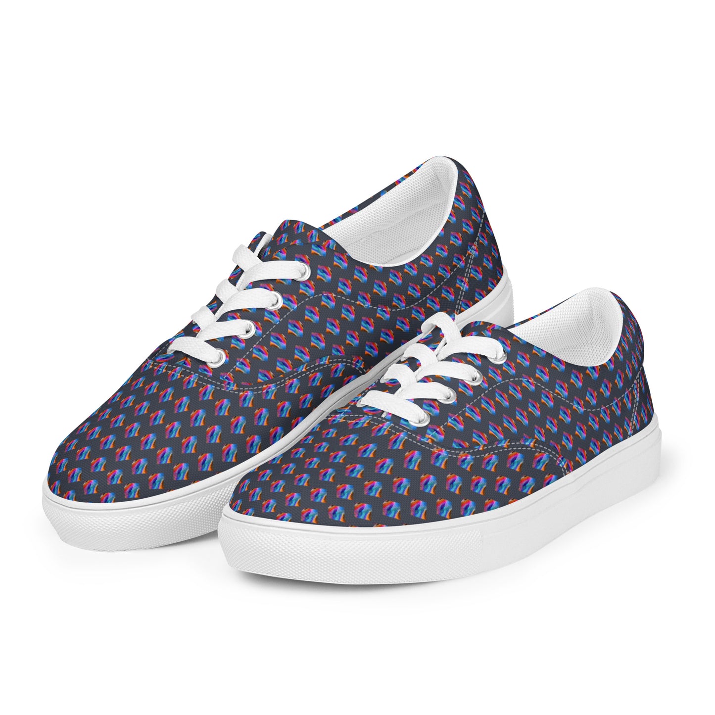 Women’s lace-up canvas shoes Kukloso Abstract No 4 Navy - Free Shipping