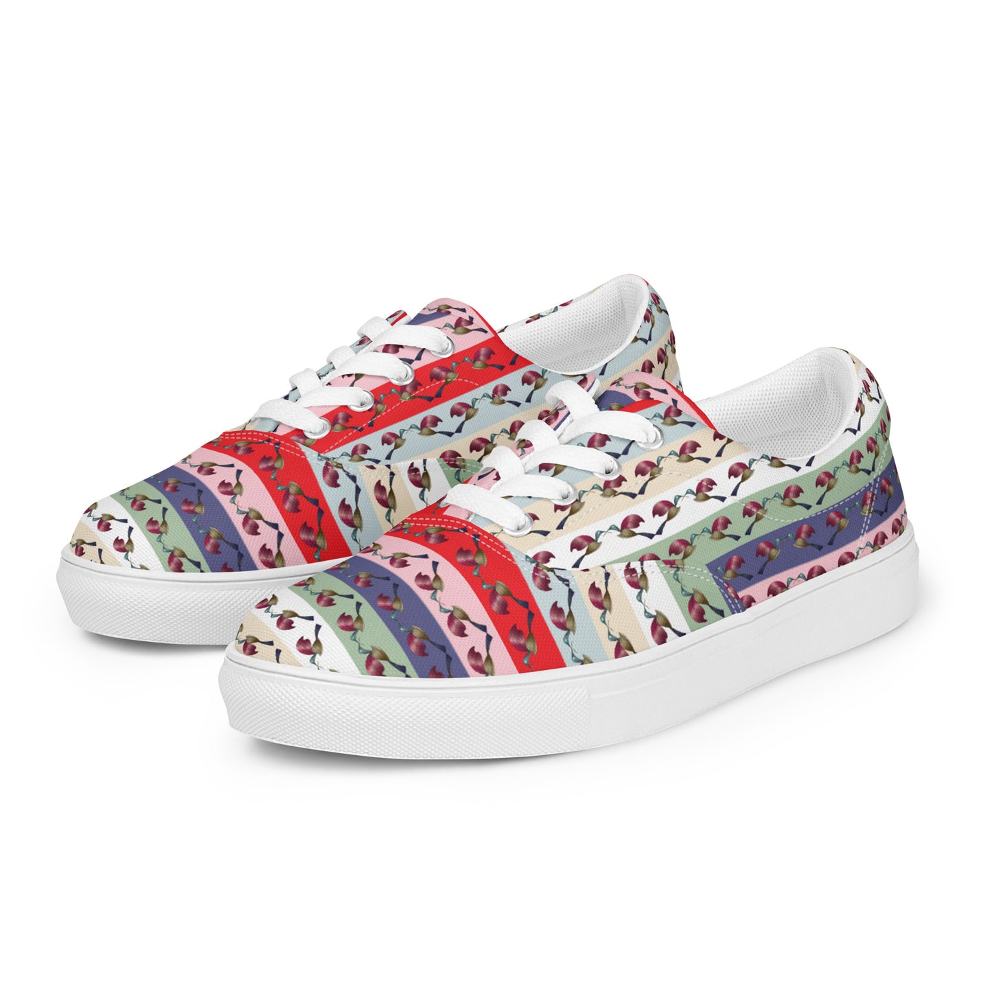 Women’s lace-up canvas shoes Kukloso FS Multicolor Hummingbirds - Free Shipping