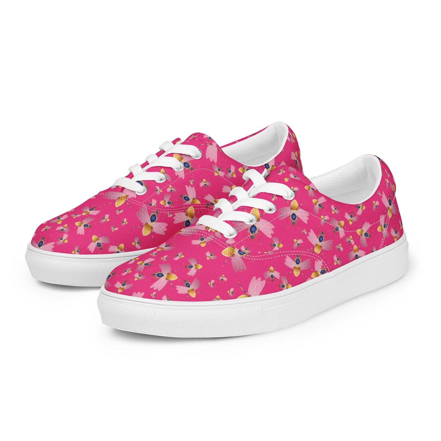 Women’s lace-up canvas shoes Kukloso Queen bee No 45 on Dark Pink - Free Shipping