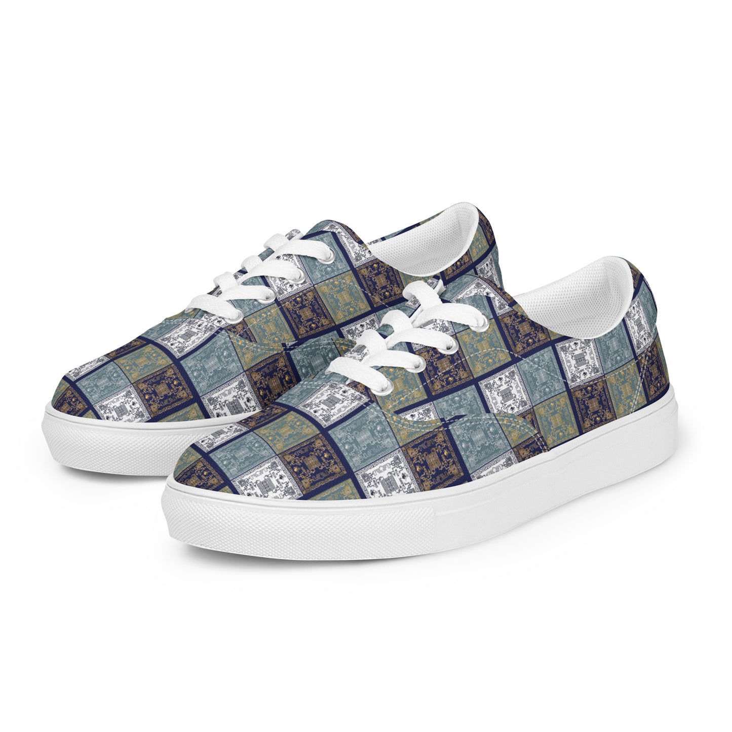 Women’s lace-up canvas shoes Kukloso Greek Border No 50 Carpe Diem - Free Shipping