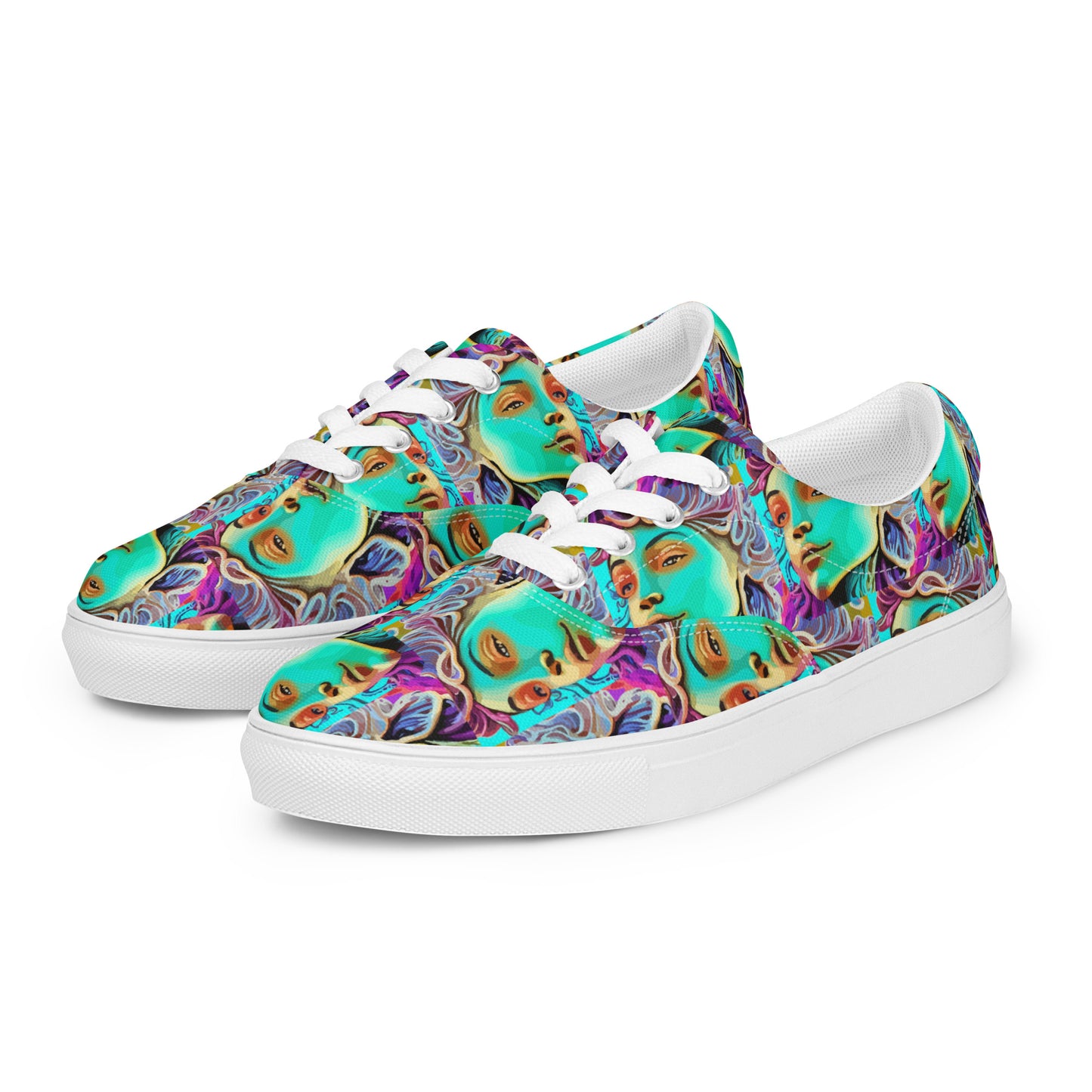 Women’s lace-up canvas shoes Kukloso Cubist Faces No 4 - Free Shipping