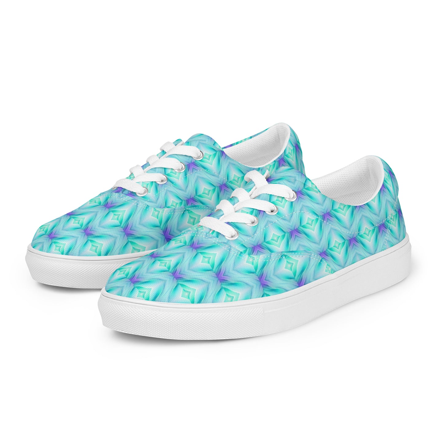 Women’s lace-up canvas shoes Kukloso Abstract No 2 Aqua Colors - Free Shipping