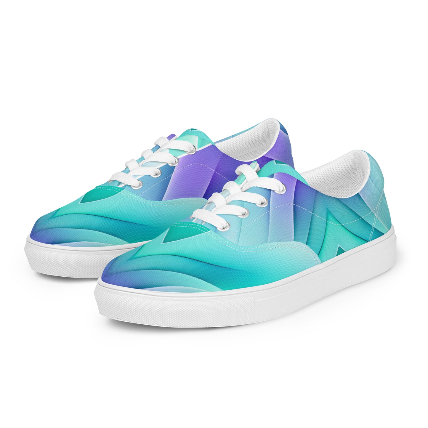 Women’s lace-up canvas shoes Kukloso Abstract No 3 Aqua/Violet - Free Shipping