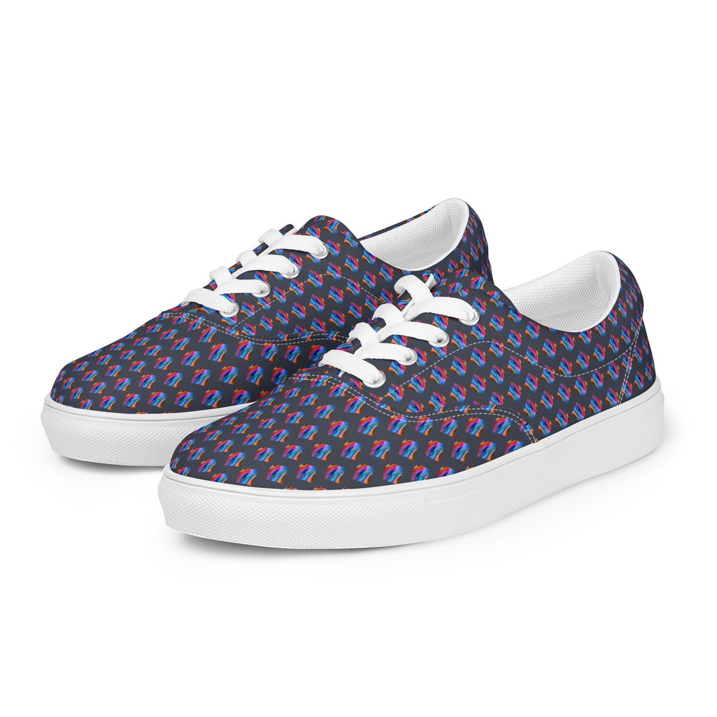 Women’s lace-up canvas shoes Kukloso Abstract No 4 Navy - Free Shipping