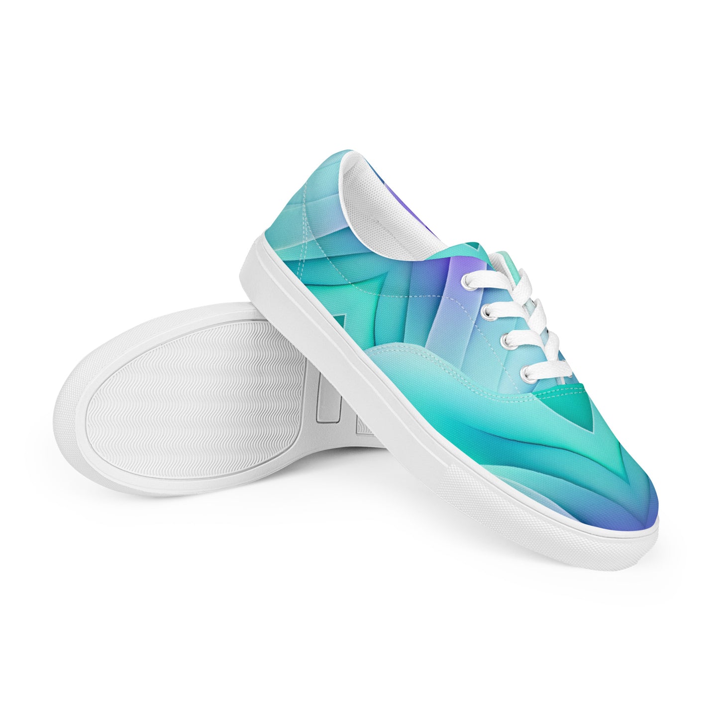 Women’s lace-up canvas shoes Kukloso Abstract No 3 Aqua/Violet - Free Shipping