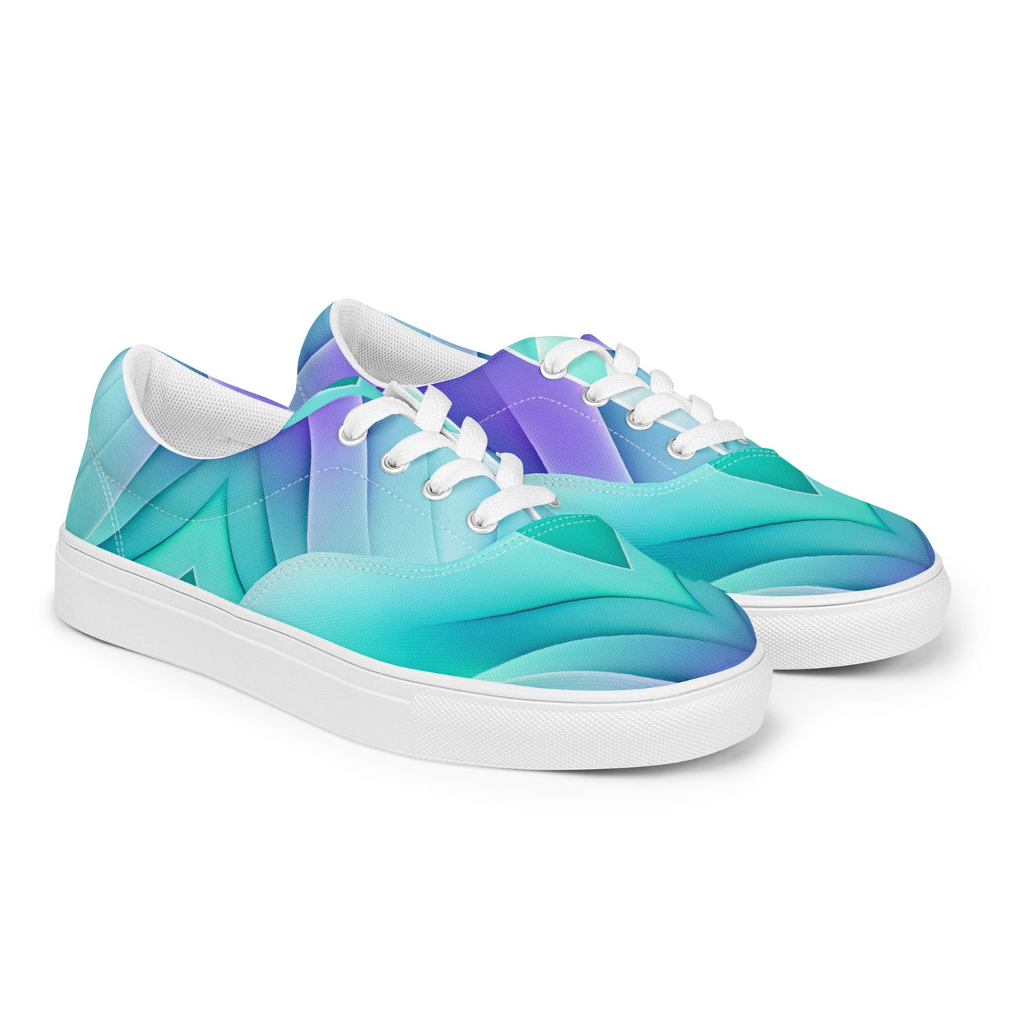 Women’s lace-up canvas shoes Kukloso Abstract No 3 Aqua/Violet - Free Shipping