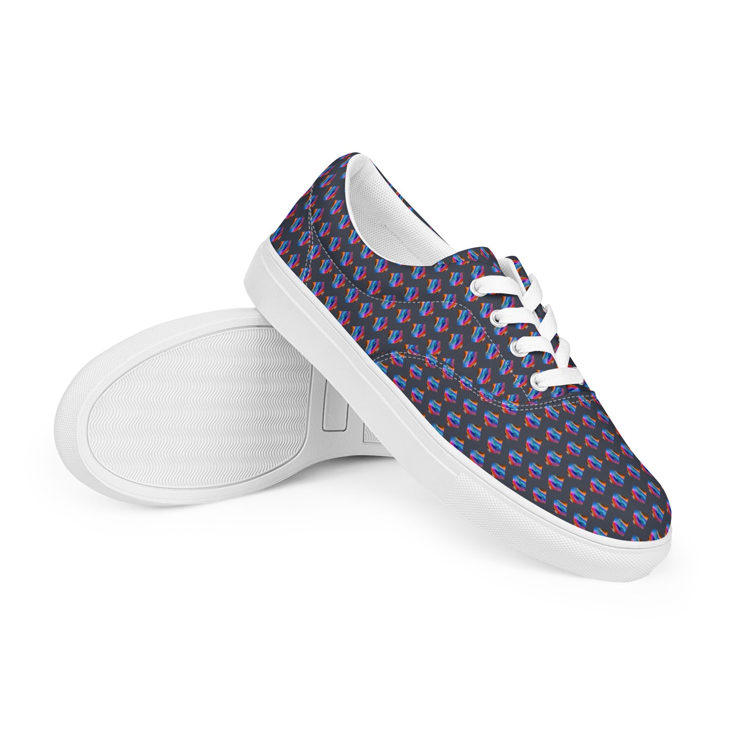 Women’s lace-up canvas shoes Kukloso Abstract No 4 Navy - Free Shipping