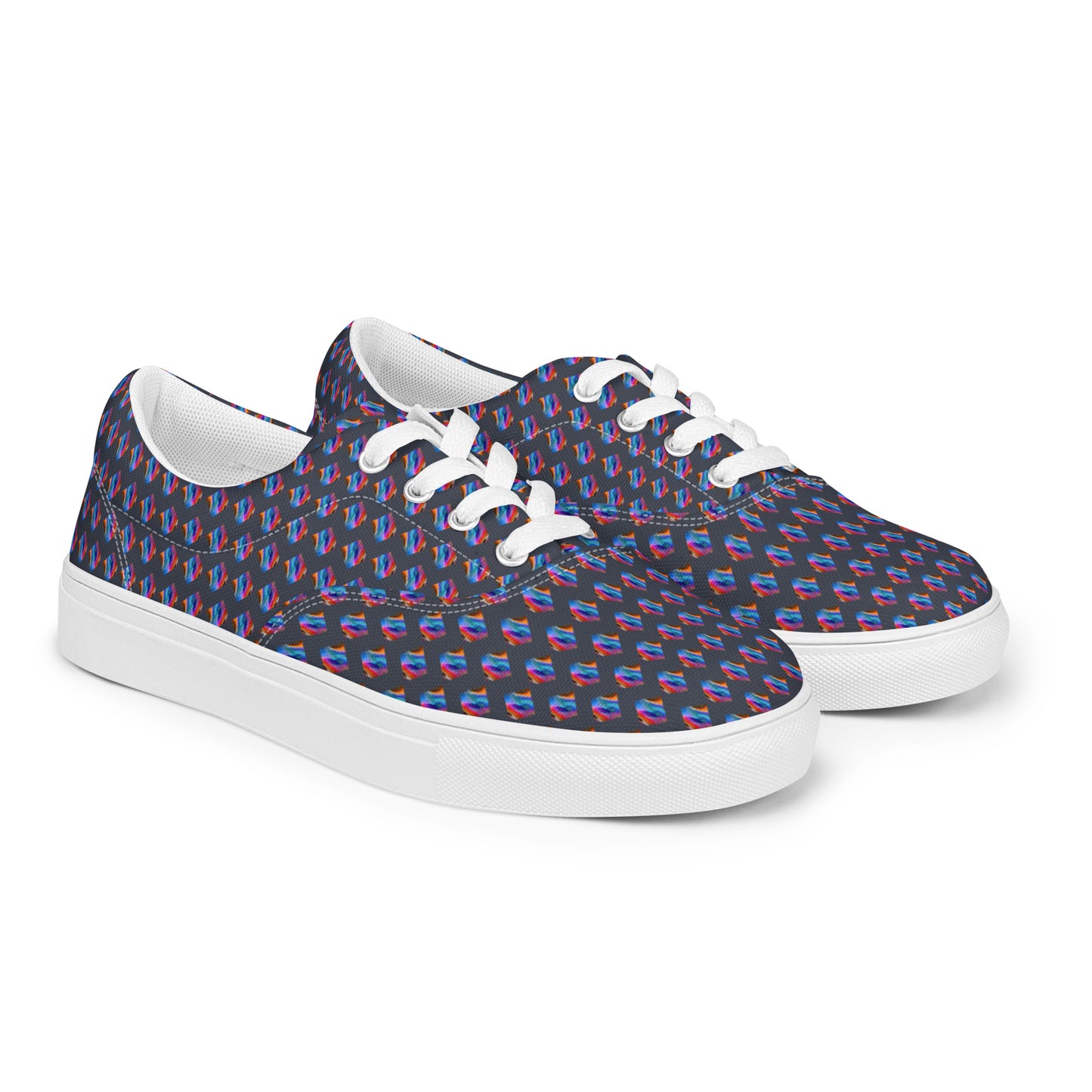 Women’s lace-up canvas shoes Kukloso Abstract No 4 Navy - Free Shipping