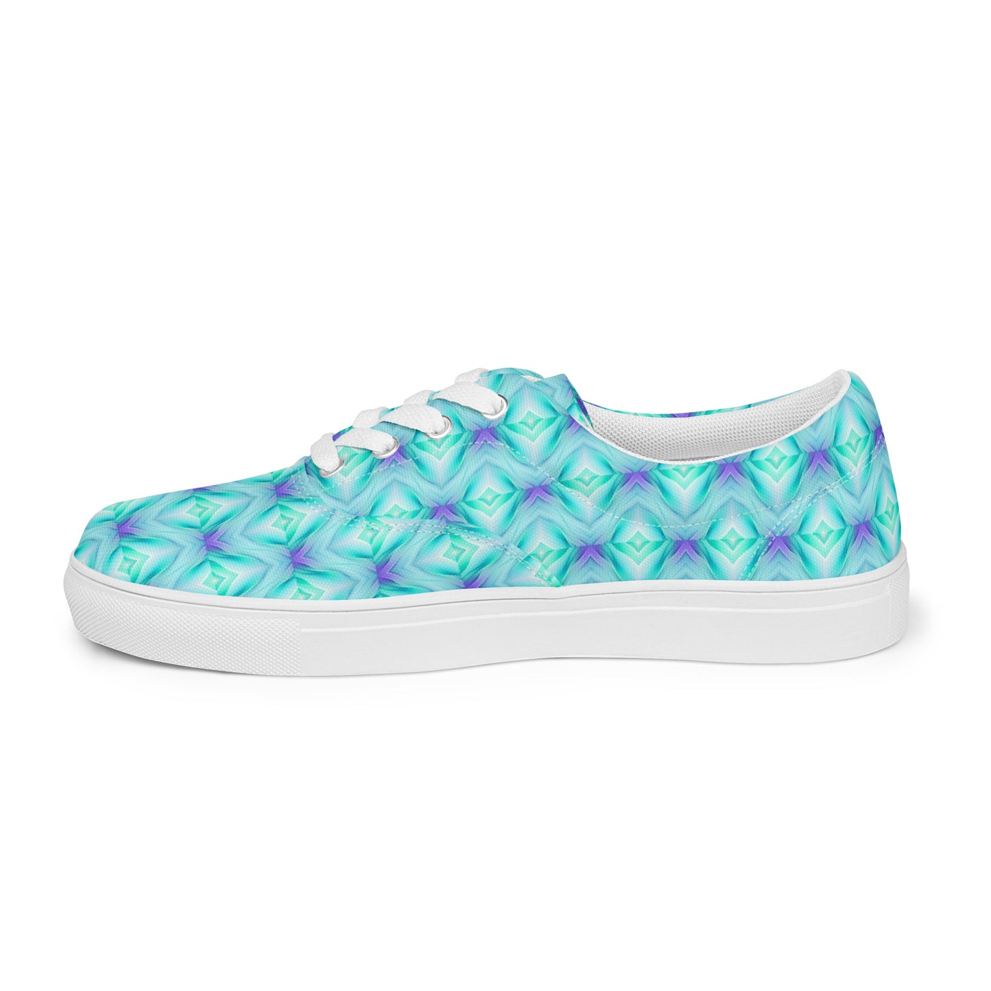 Women’s lace-up canvas shoes Kukloso Abstract No 2 Aqua Colors - Free Shipping