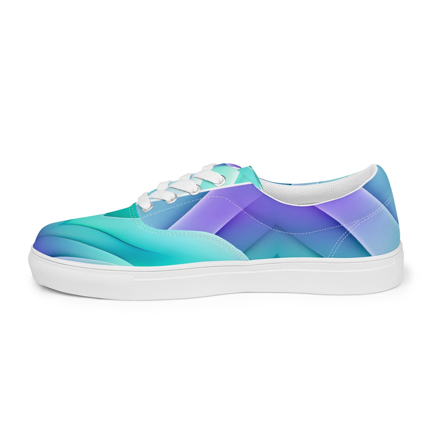 Women’s lace-up canvas shoes Kukloso Abstract No 3 Aqua/Violet - Free Shipping