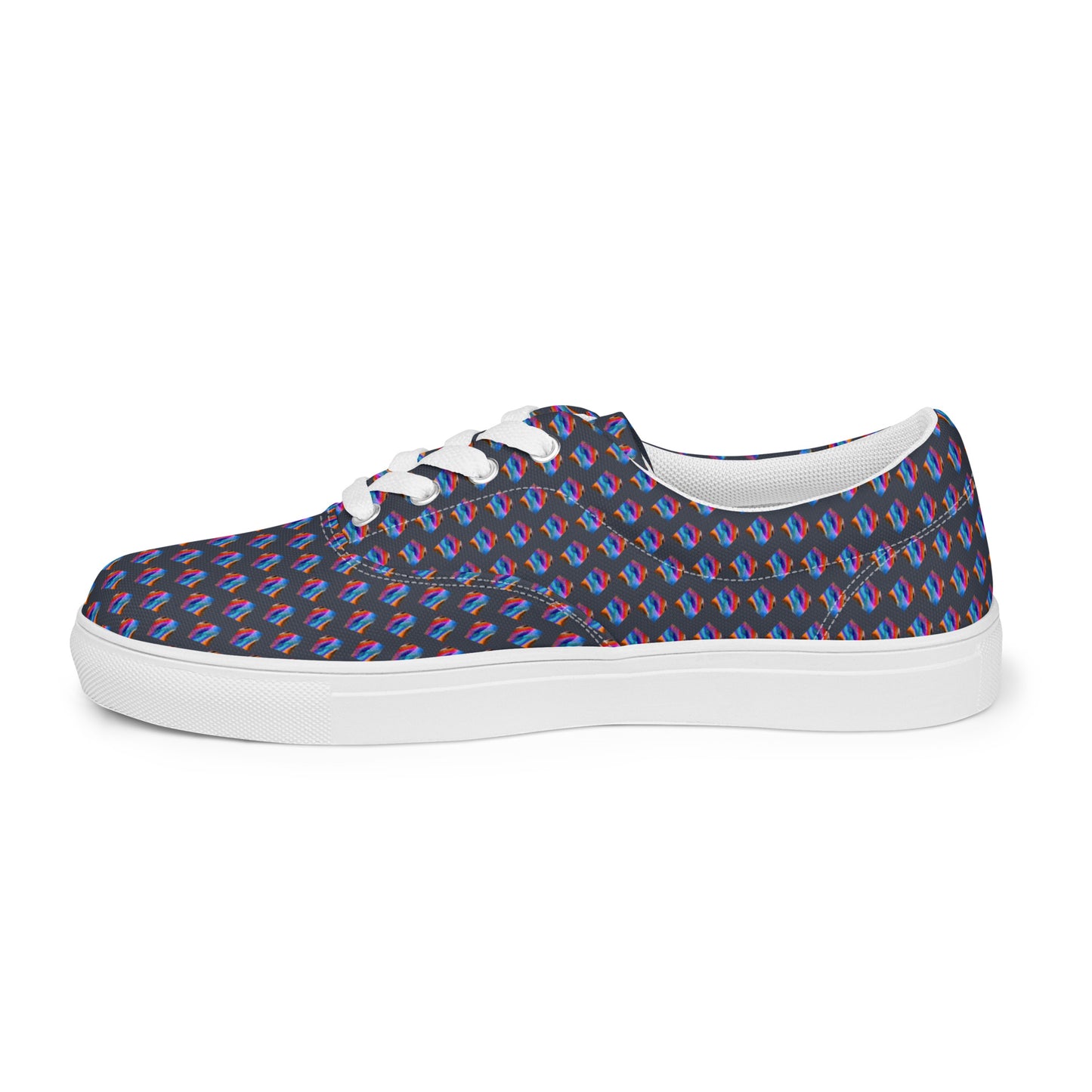 Women’s lace-up canvas shoes Kukloso Abstract No 4 Navy - Free Shipping