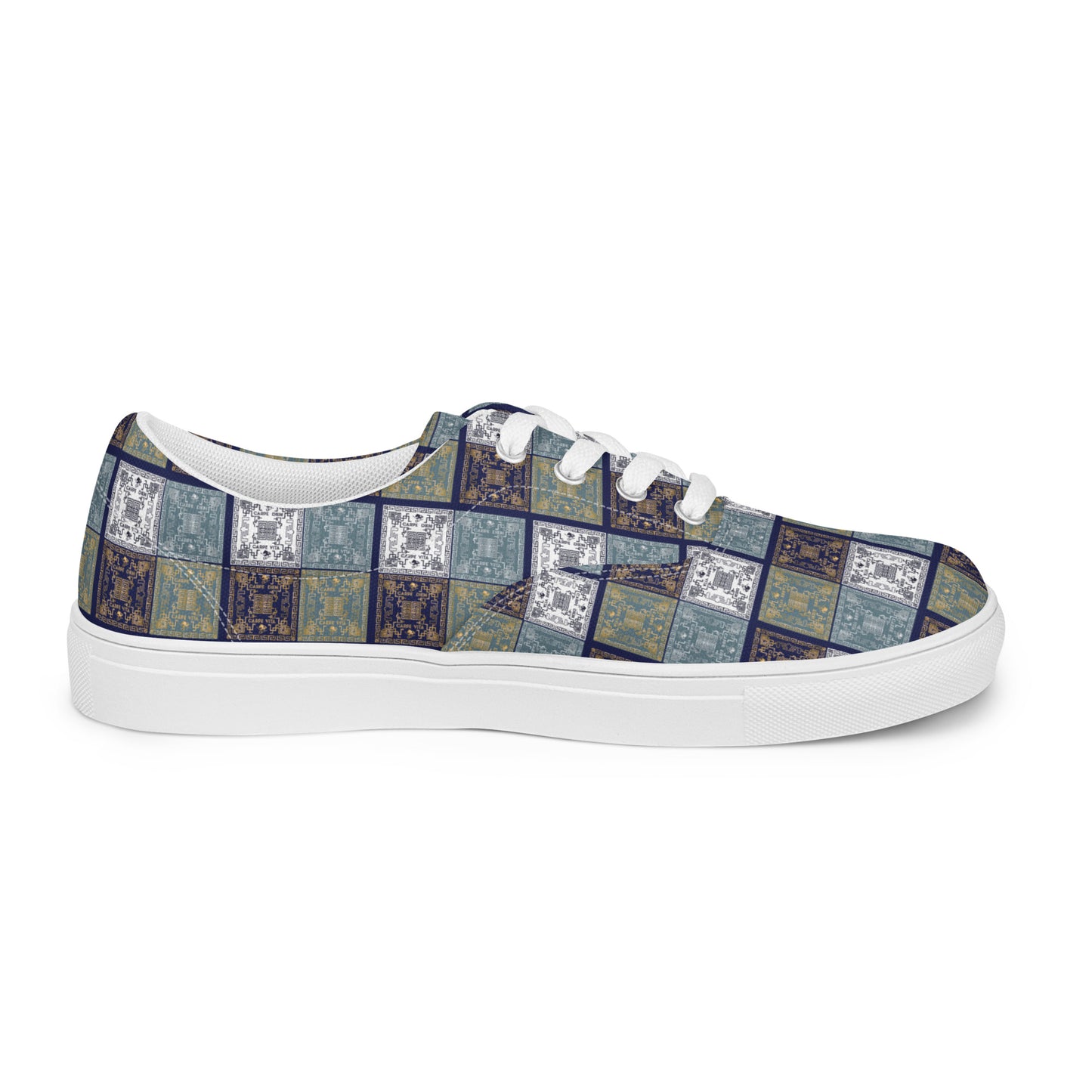 Women’s lace-up canvas shoes Kukloso Greek Border No 50 Carpe Diem - Free Shipping