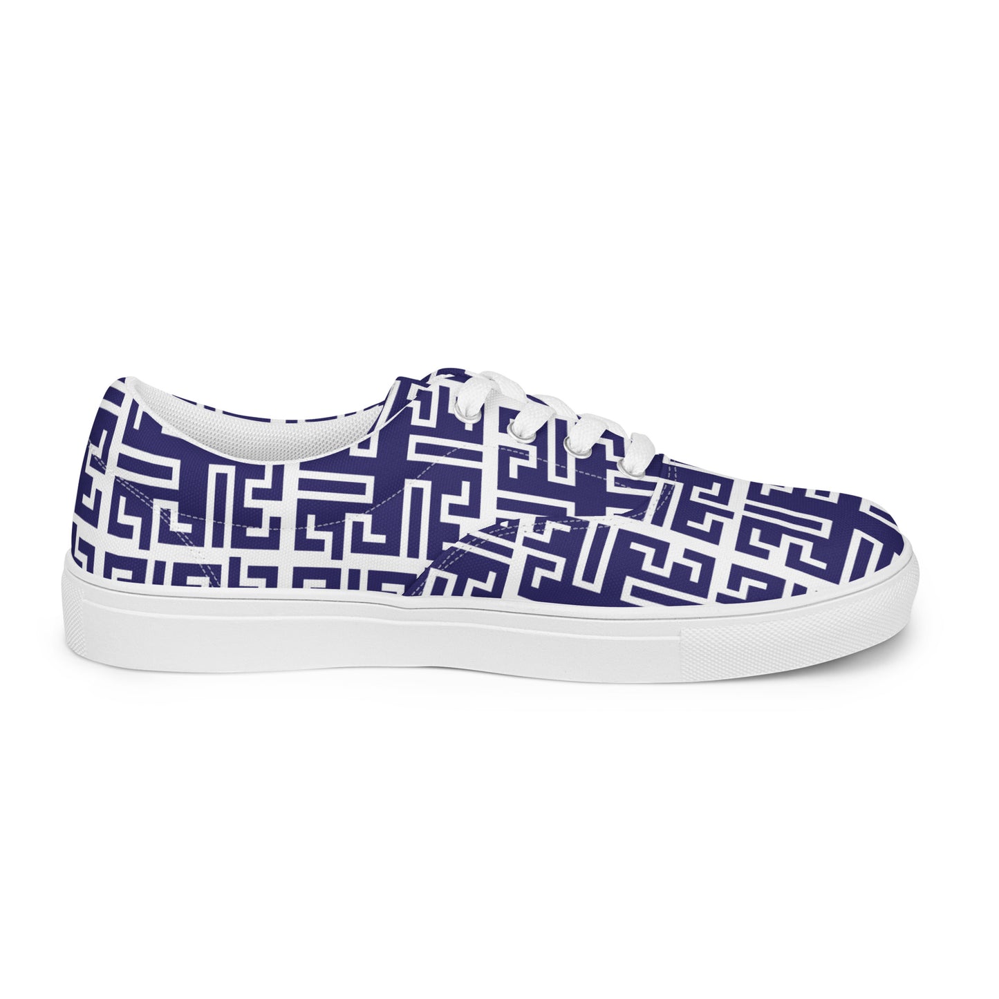 Women’s lace-up canvas shoes Kukloso Greek Border No 54 Navy - Free Shipping