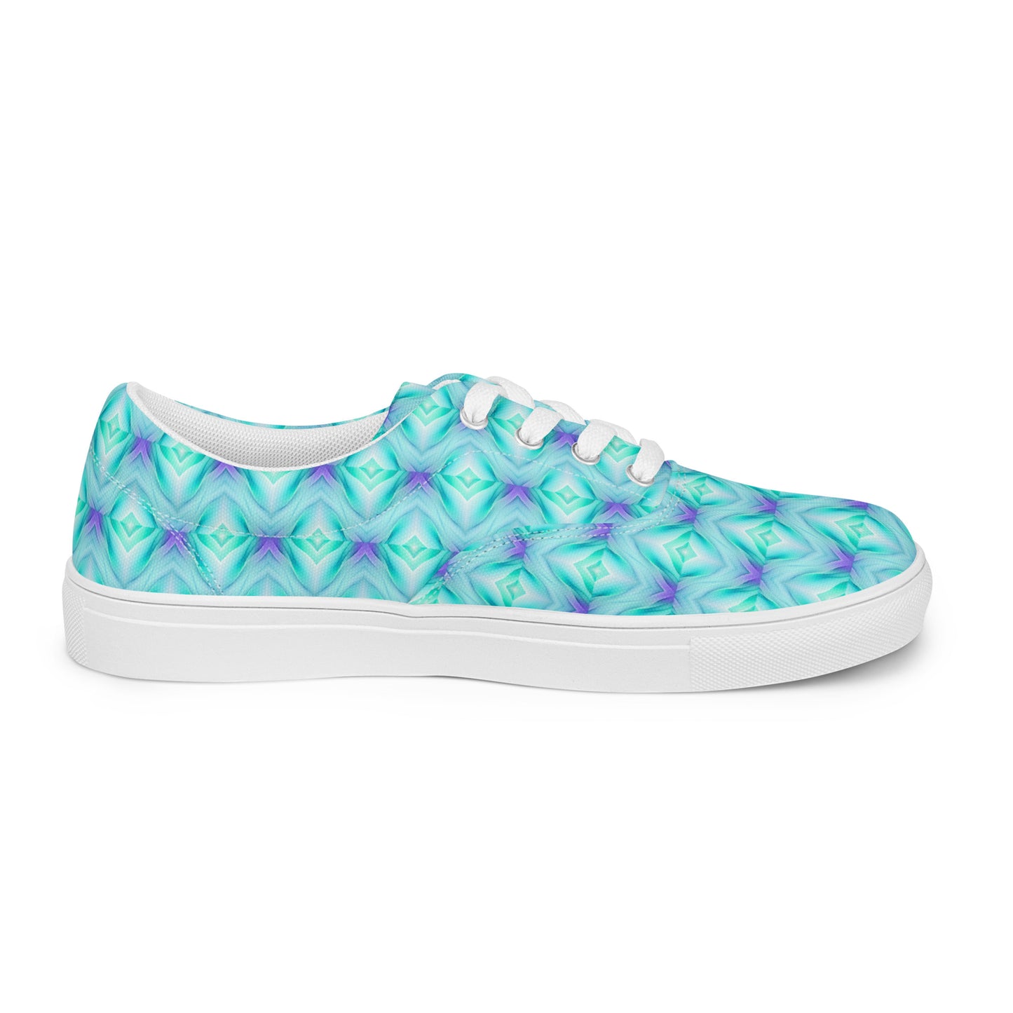 Women’s lace-up canvas shoes Kukloso Abstract No 2 Aqua Colors - Free Shipping