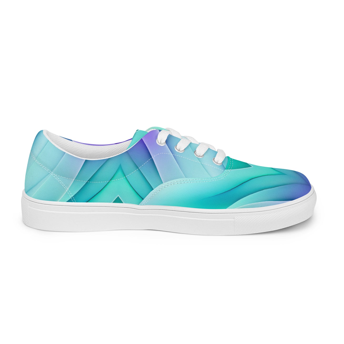 Women’s lace-up canvas shoes Kukloso Abstract No 3 Aqua/Violet - Free Shipping