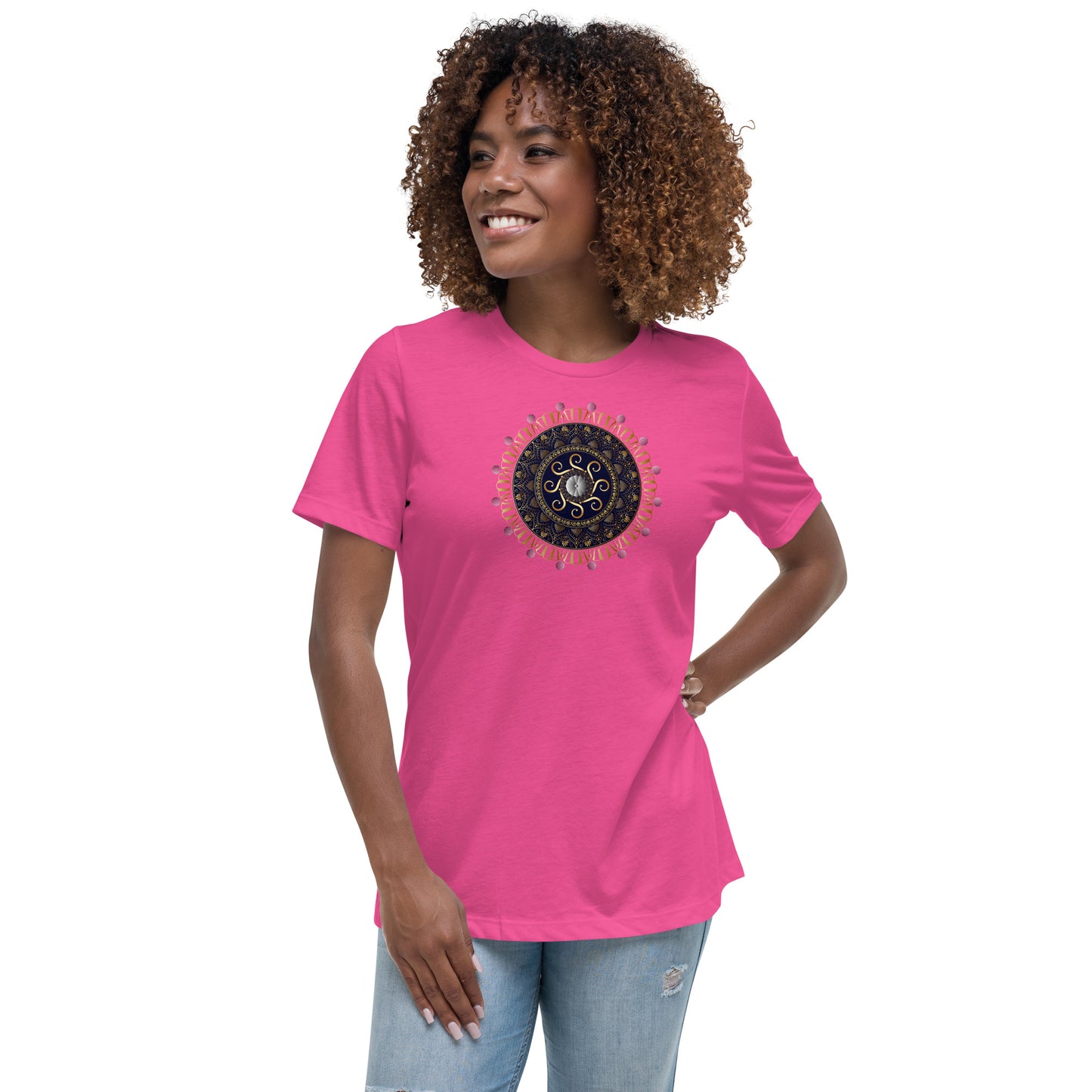 Women's Relaxed T-Shirt Kuklos 4318 Mandala Silver - Gold colors Free Shipping