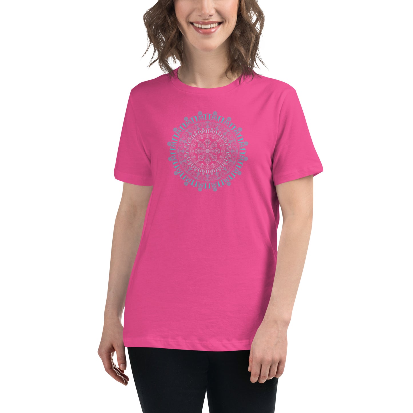 Women's Relaxed T-Shirt Kuklos 4325 Mandala Aqua color Free Shipping