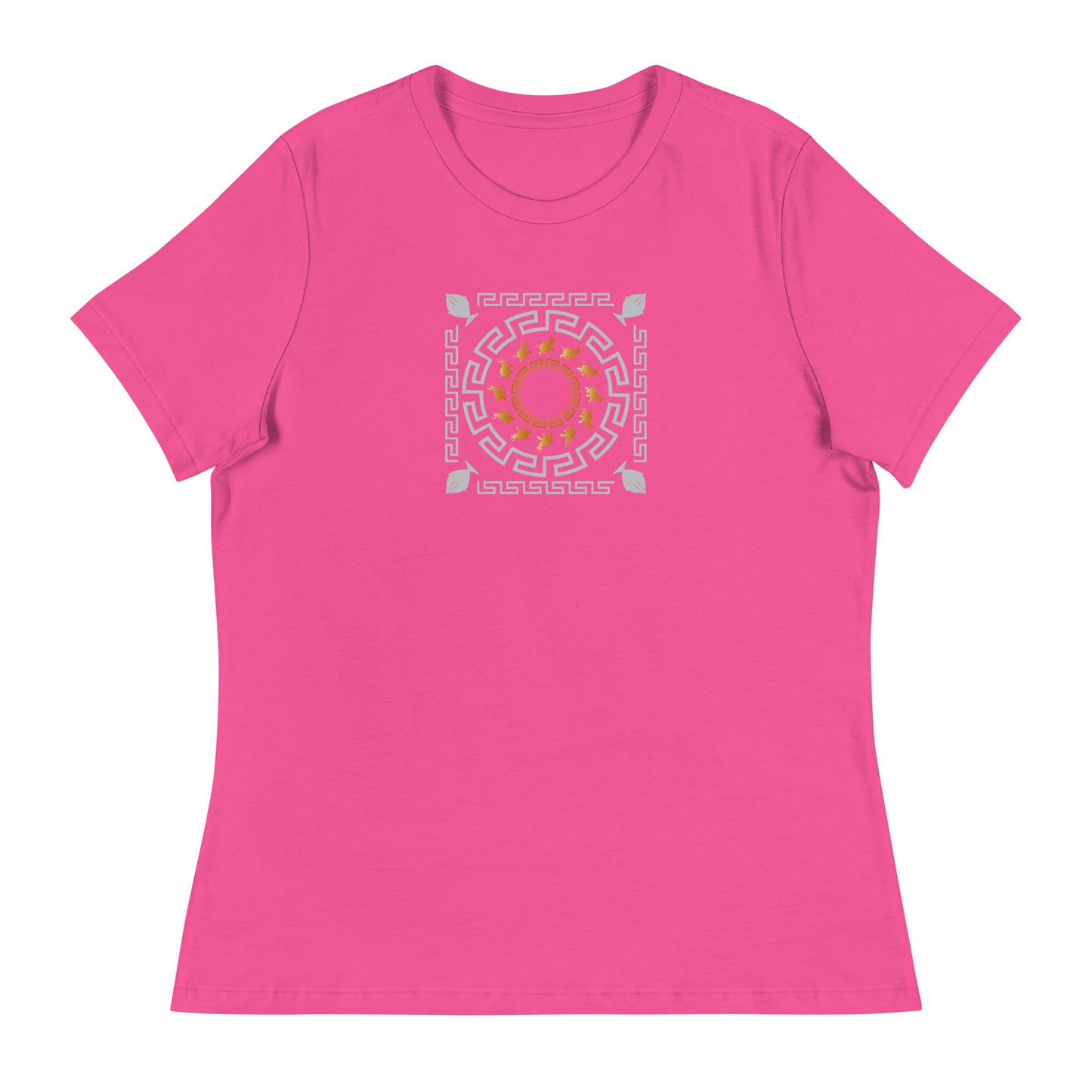 Women's Relaxed T-Shirt Kuklos 4382 Mandala Greek Border Design - Silver - Gold colors Free Shipping