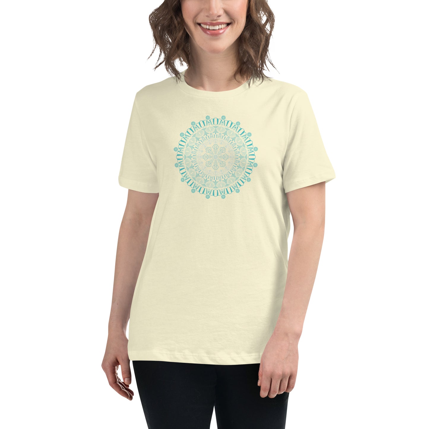 Women's Relaxed T-Shirt Kuklos 4325 Mandala Aqua color Free Shipping