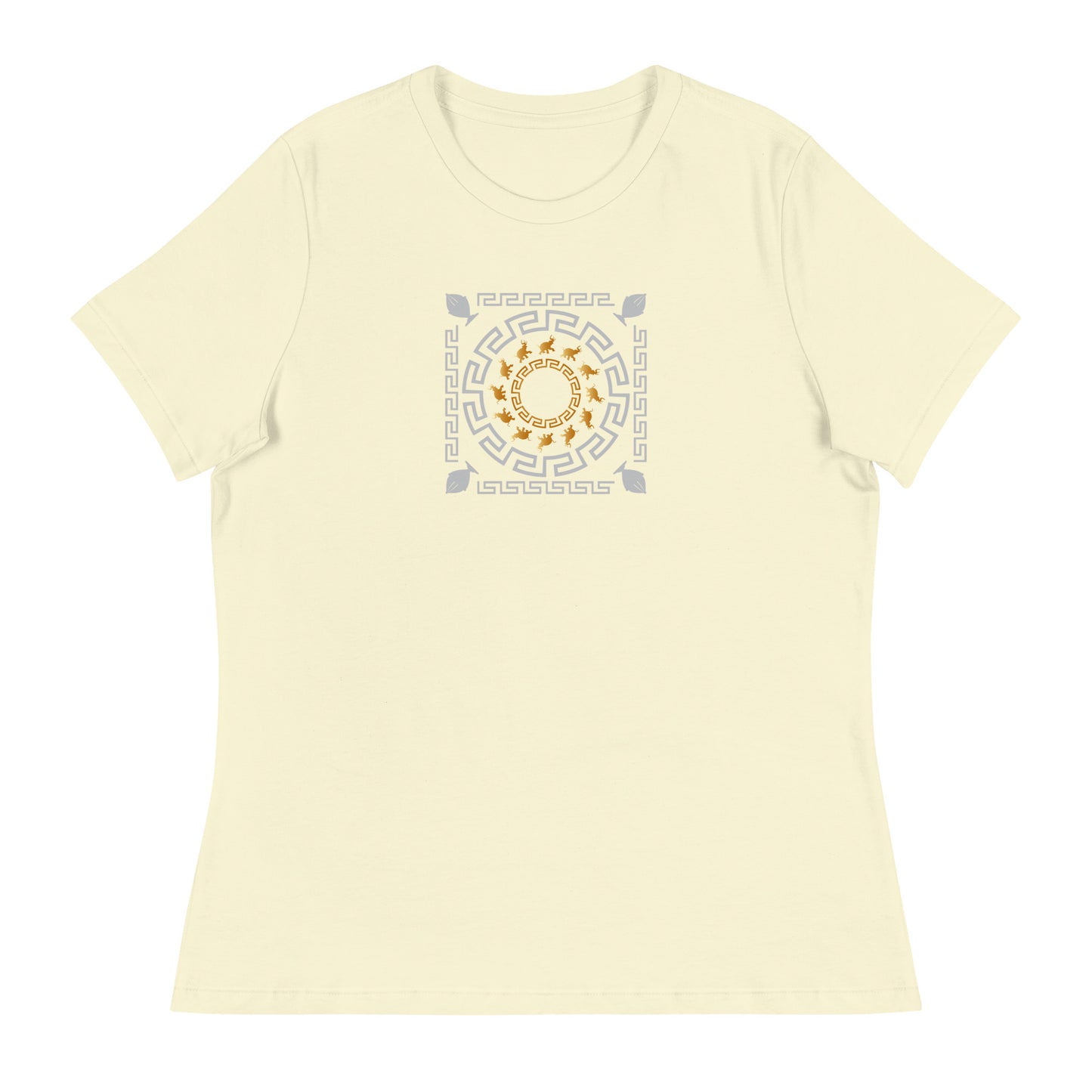 Women's Relaxed T-Shirt Kuklos 4382 Mandala Greek Border Design - Silver - Gold colors Free Shipping