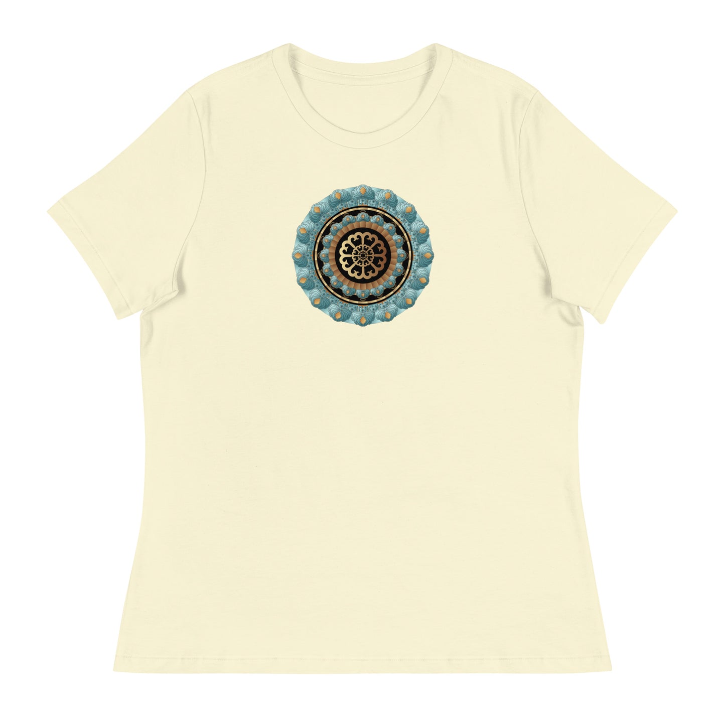 Women's Relaxed T-Shirt Kuklos No 4440 Mandala Aqua - Gold colors Free Shipping