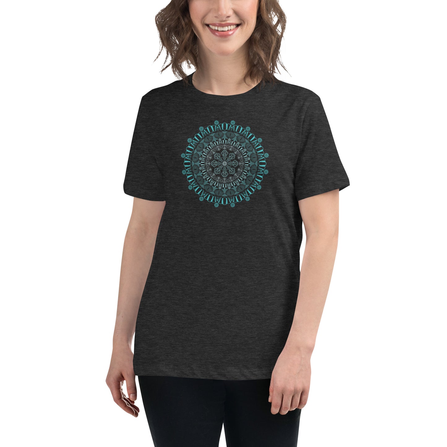 Women's Relaxed T-Shirt Kuklos 4325 Mandala Aqua color Free Shipping