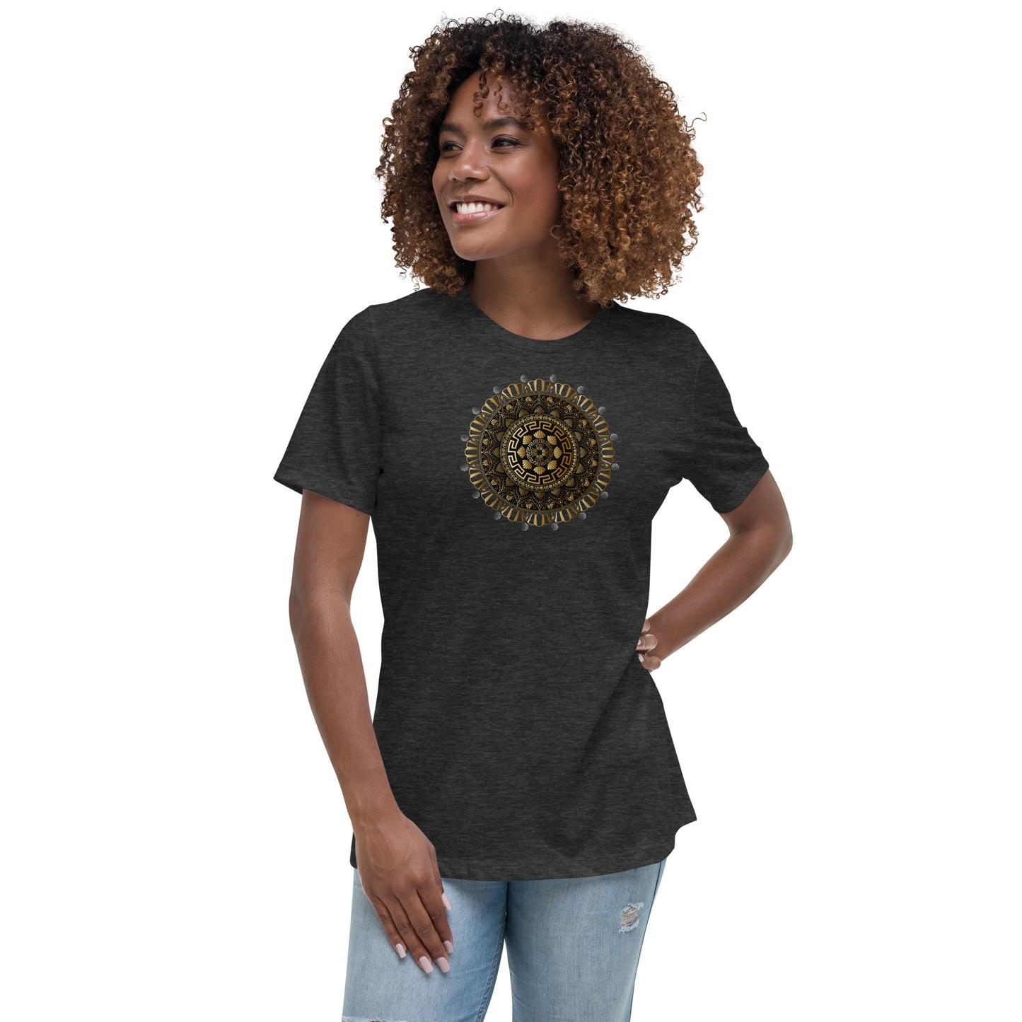 Women's Relaxed T-Shirt Kuklos 4354 Mandala Silver- Gold colors Free Shipping