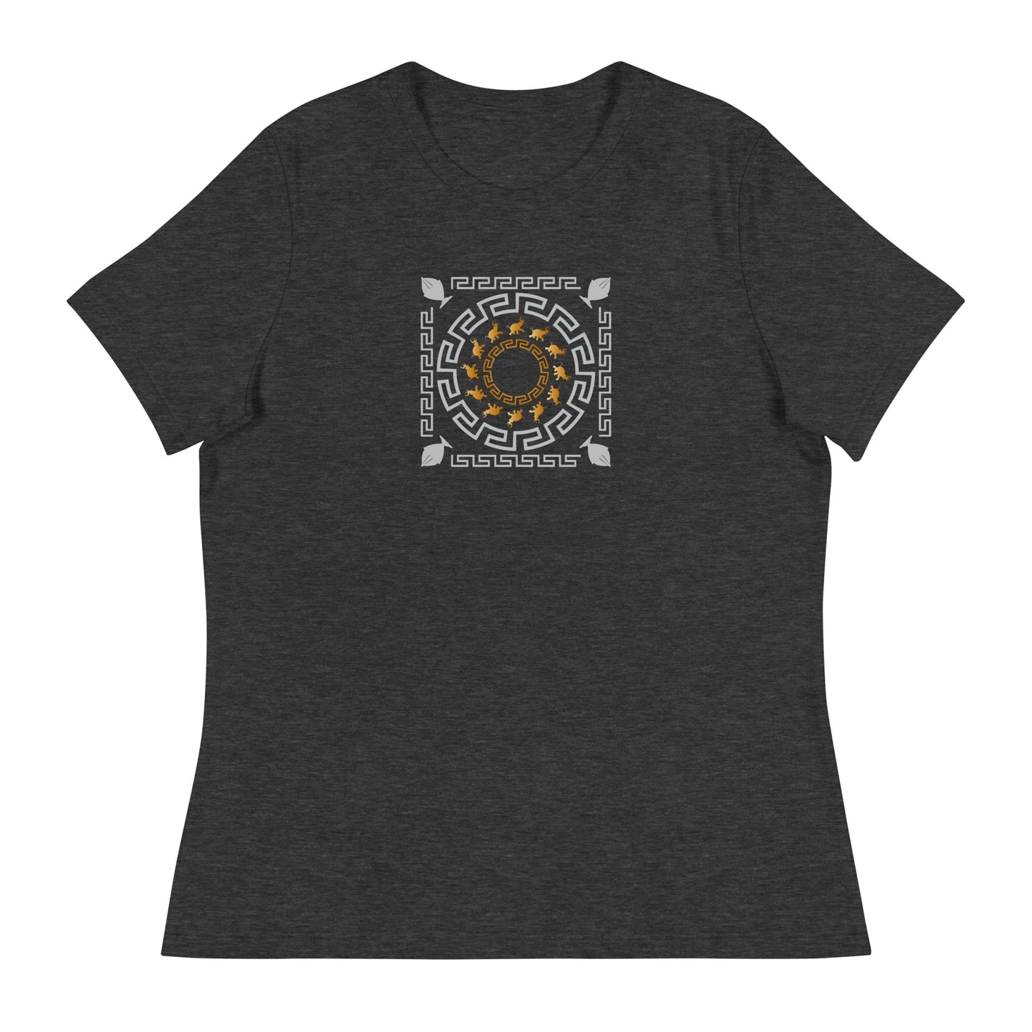 Women's Relaxed T-Shirt Kuklos 4382 Mandala Greek Border Design - Silver - Gold colors Free Shipping