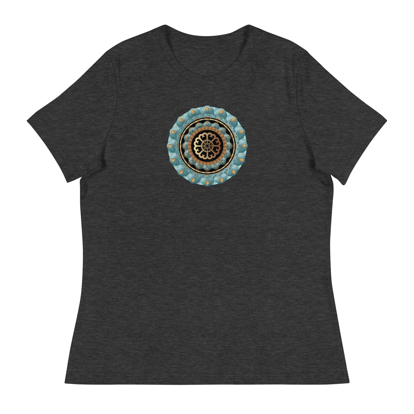 Women's Relaxed T-Shirt Kuklos No 4440 Mandala Aqua - Gold colors Free Shipping