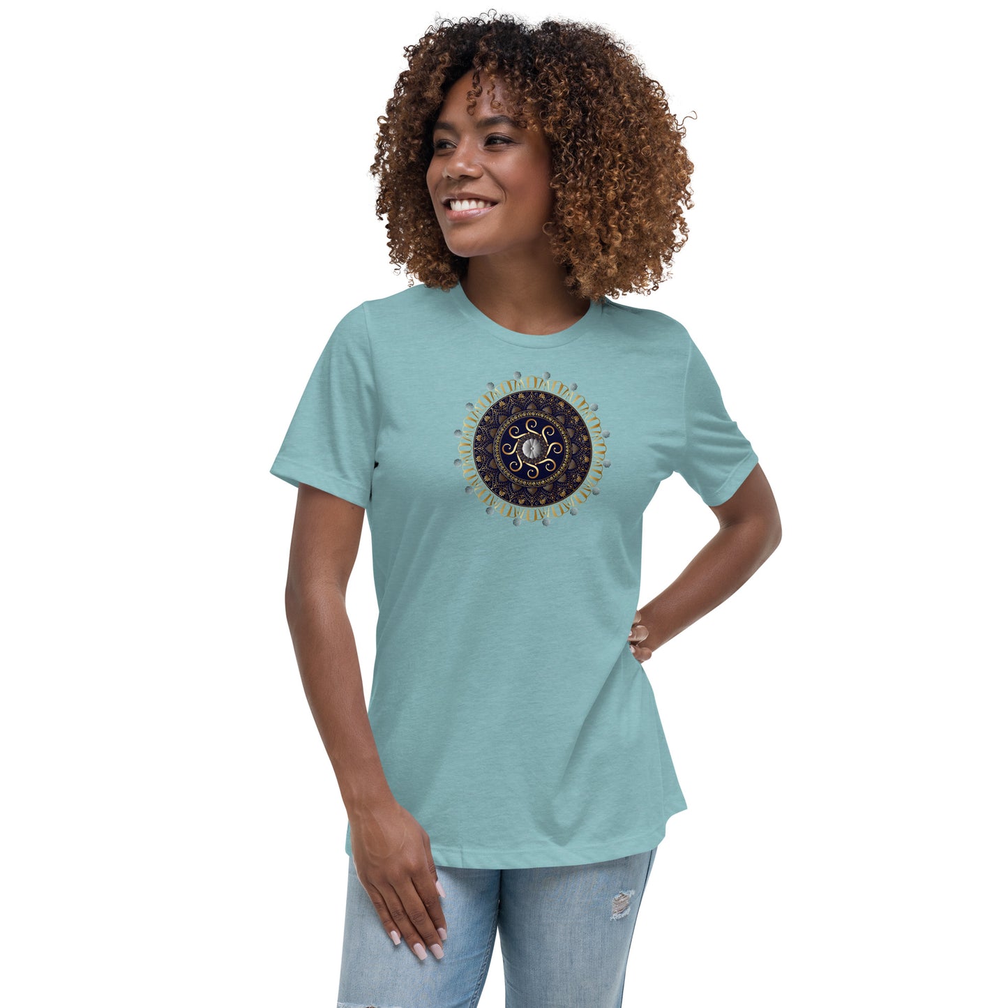 Women's Relaxed T-Shirt Kuklos 4318 Mandala Silver - Gold colors Free Shipping