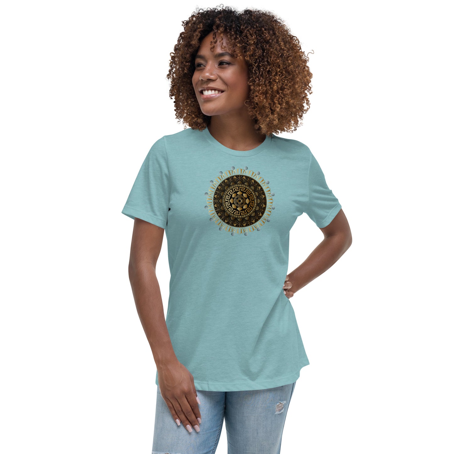 Women's Relaxed T-Shirt Kuklos 4354 Mandala Silver- Gold colors Free Shipping