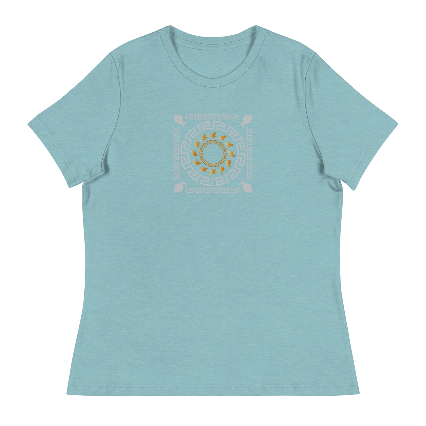 Women's Relaxed T-Shirt Kuklos 4382 Mandala Greek Border Design - Silver - Gold colors Free Shipping