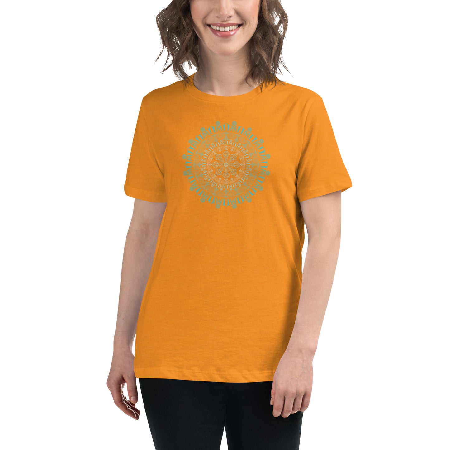 Women's Relaxed T-Shirt Kuklos 4325 Mandala Aqua color Free Shipping