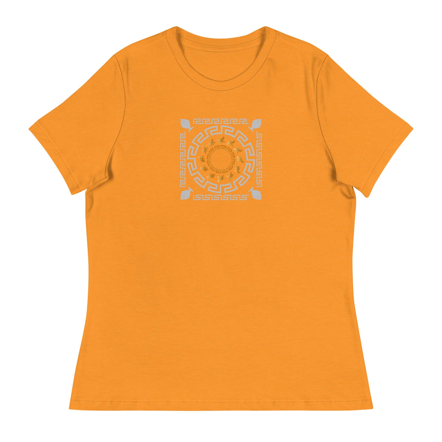 Women's Relaxed T-Shirt Kuklos 4382 Mandala Greek Border Design - Silver - Gold colors Free Shipping