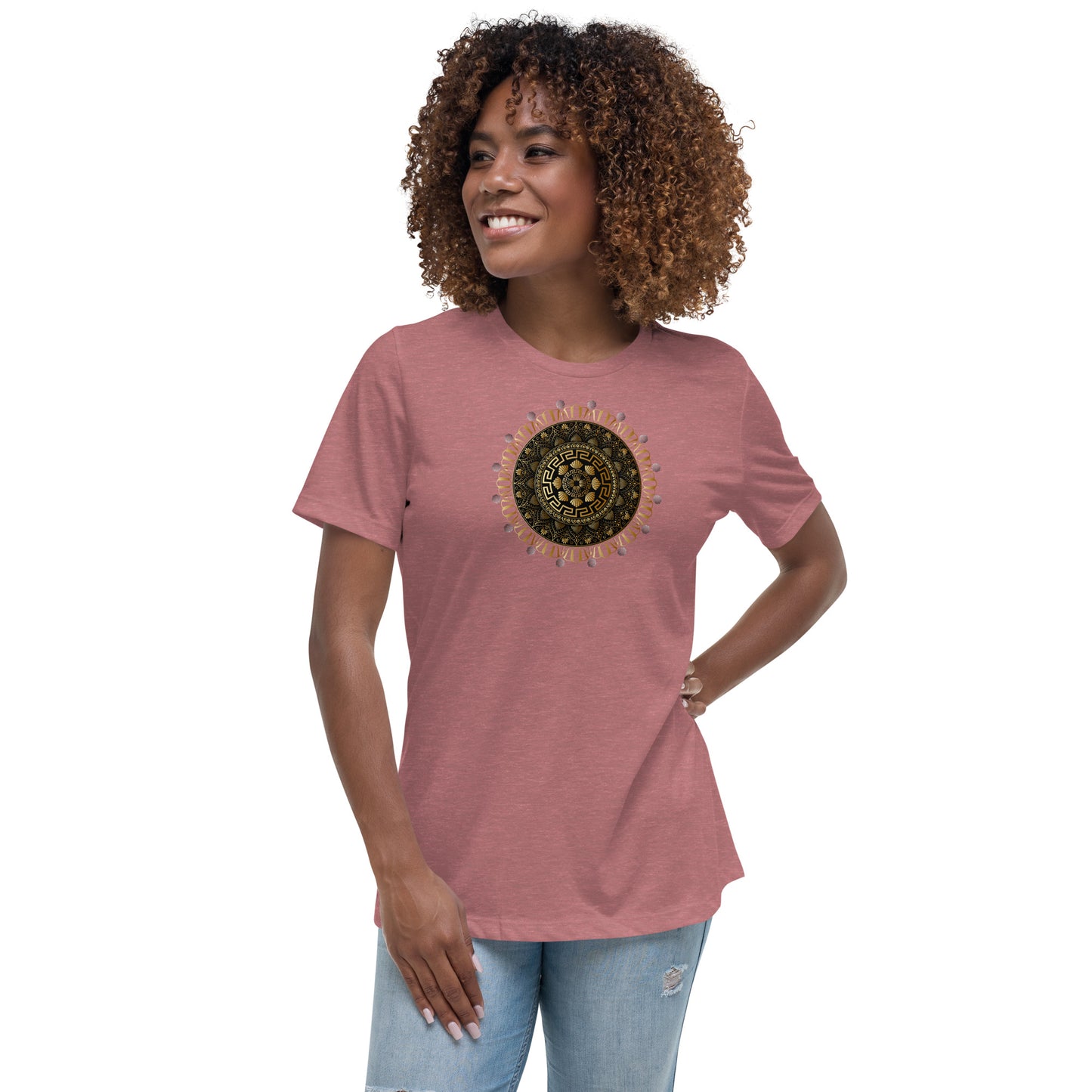 Women's Relaxed T-Shirt Kuklos 4354 Mandala Silver- Gold colors Free Shipping