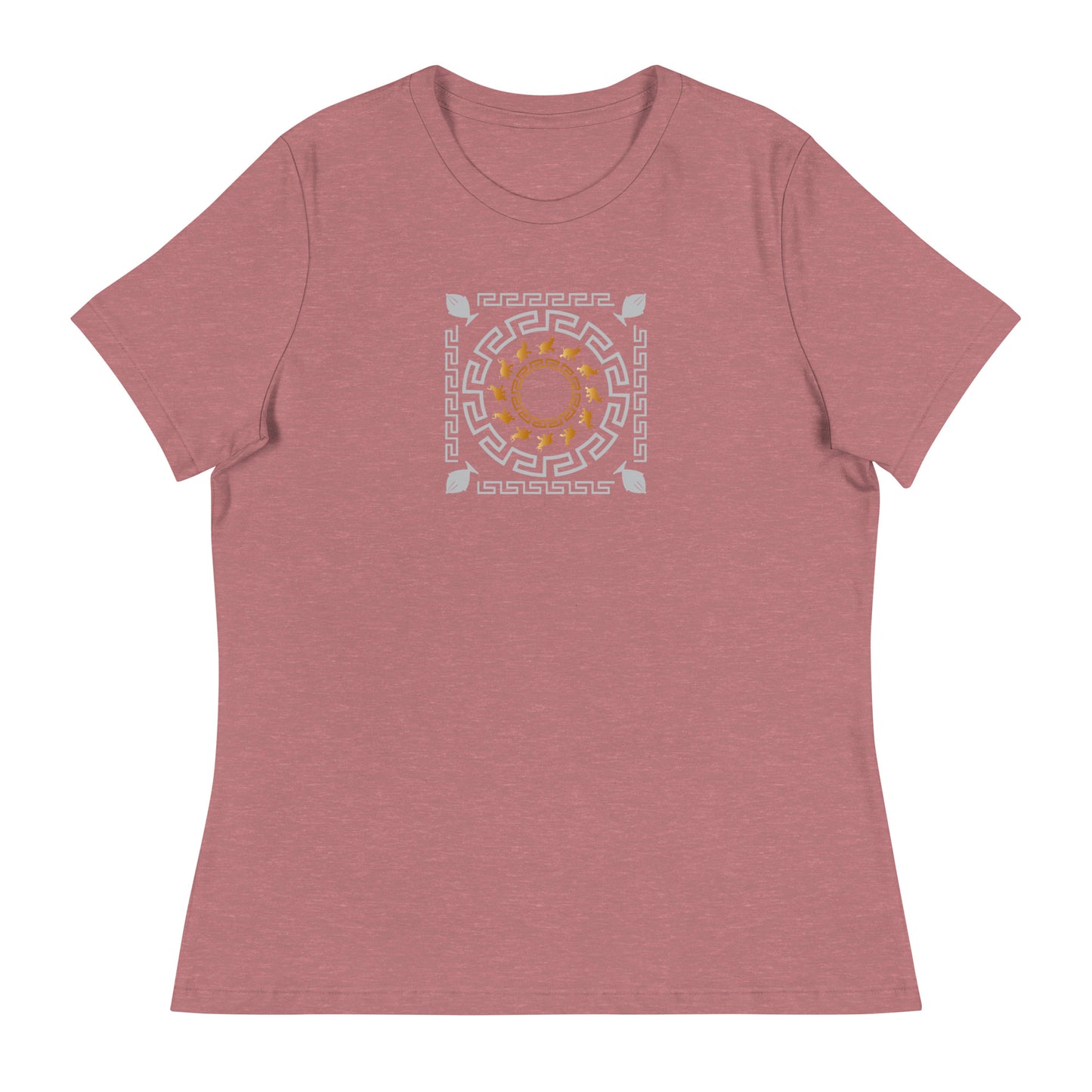 Women's Relaxed T-Shirt Kuklos 4382 Mandala Greek Border Design - Silver - Gold colors Free Shipping