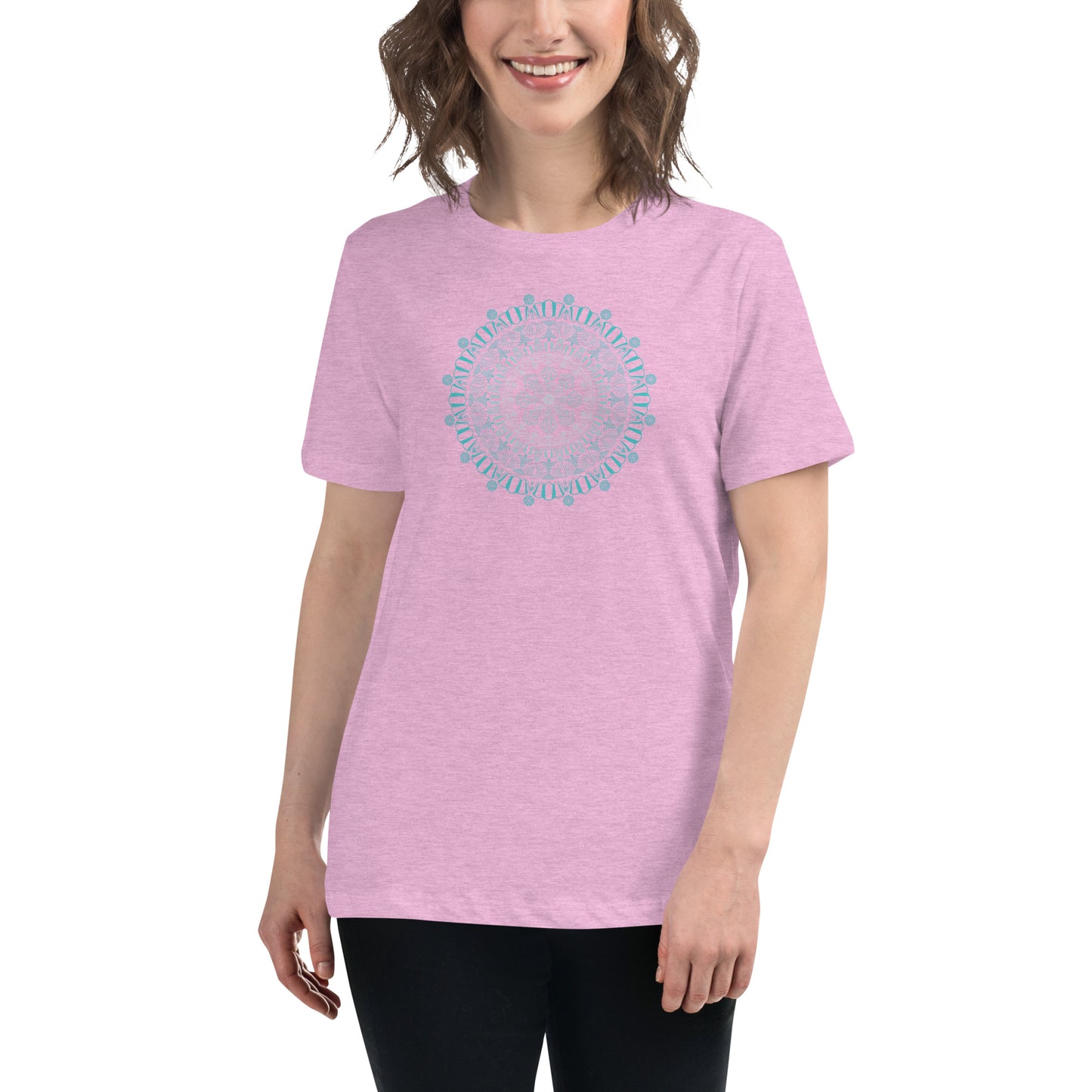 Women's Relaxed T-Shirt Kuklos 4325 Mandala Aqua color Free Shipping