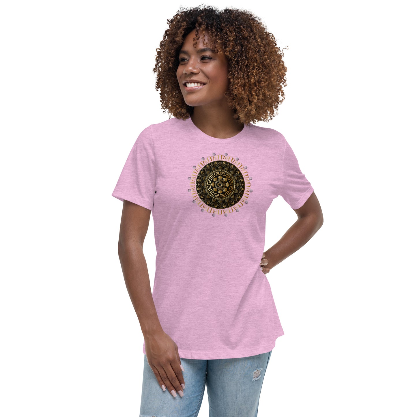 Women's Relaxed T-Shirt Kuklos 4354 Mandala Silver- Gold colors Free Shipping