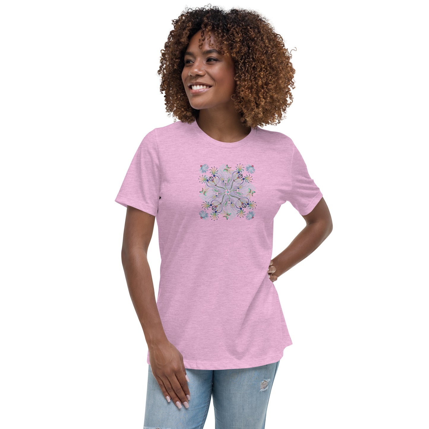 Women's Relaxed T-Shirt Kuklos 4402 Mandala Floral Aqua colors Free Shipping