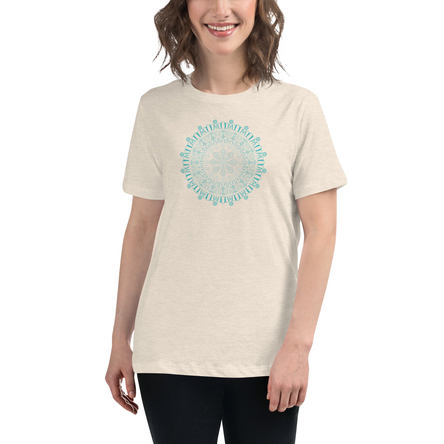 Women's Relaxed T-Shirt Kuklos 4325 Mandala Aqua color Free Shipping