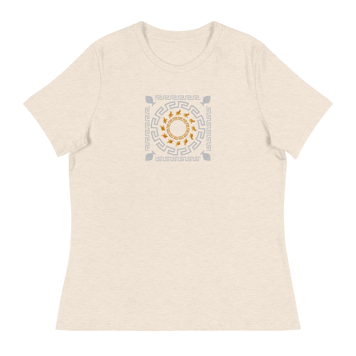 Women's Relaxed T-Shirt Kuklos 4382 Mandala Greek Border Design - Silver - Gold colors Free Shipping