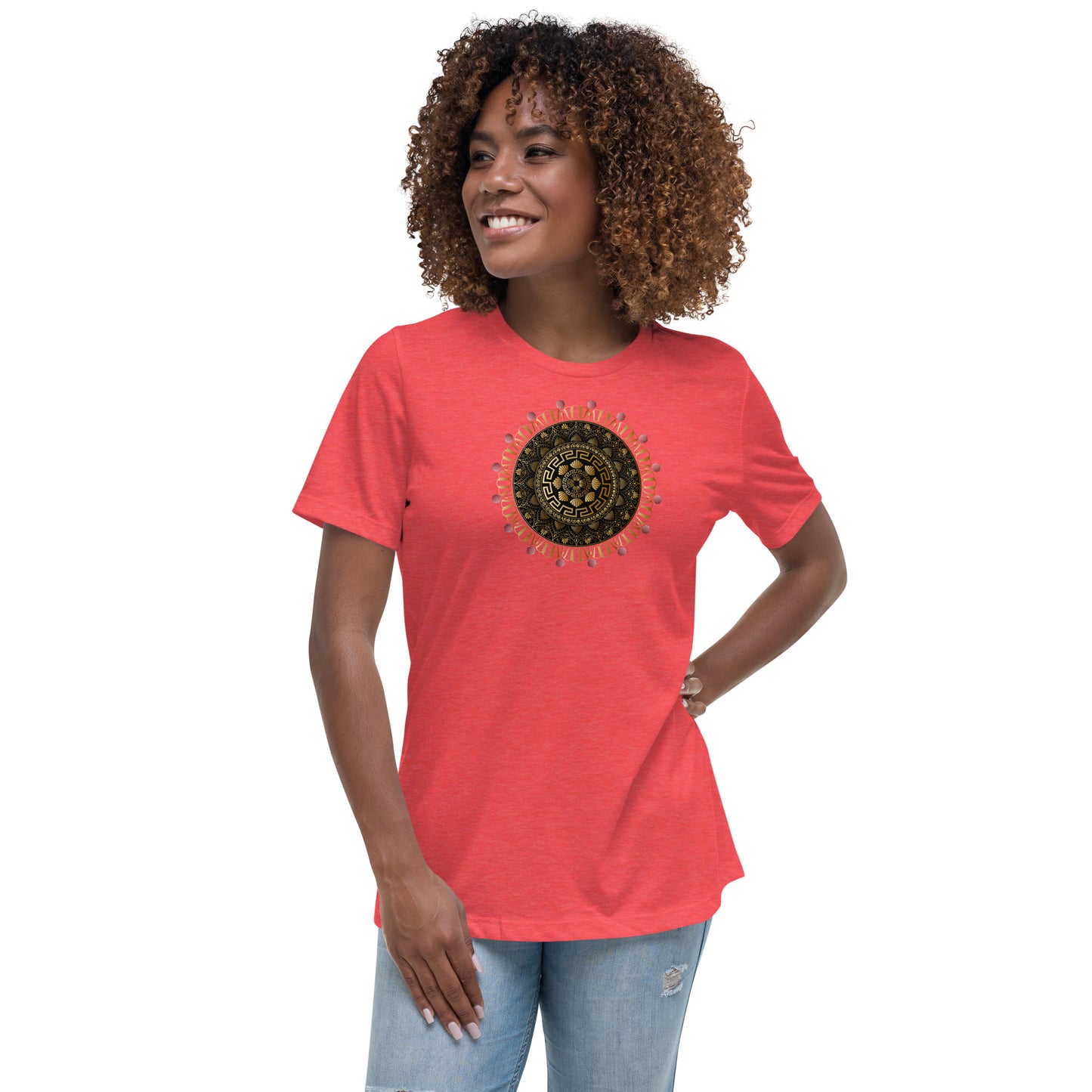 Women's Relaxed T-Shirt Kuklos 4354 Mandala Silver- Gold colors Free Shipping